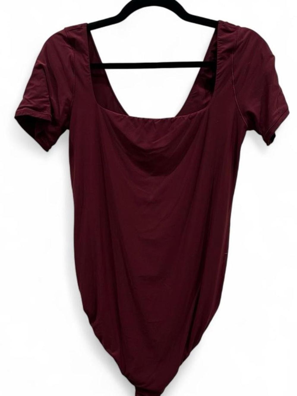 Aerie Maroon Short Sleeve Square Neck Bodysuit